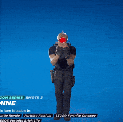 a man is standing in front of a blue background with the word mine on the bottom