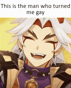 this is the man who turned me gay . he is smiling and looking at the camera .