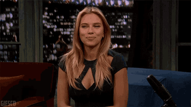 Scarlett Johansson Shrug GIF