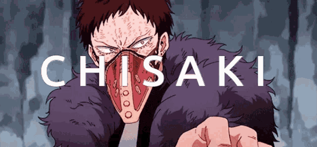 a cartoon character named chisaki wearing a mask