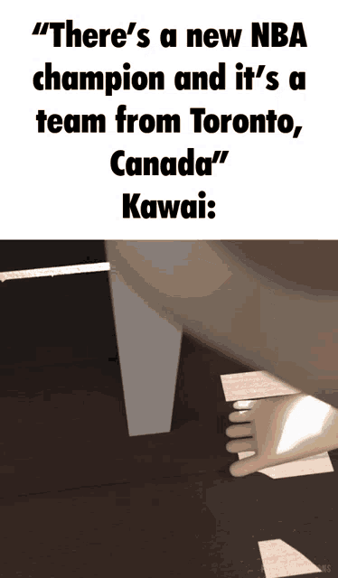 a cartoon says there 's a new nba champion and it 's a team from toronto canada 's kawaii