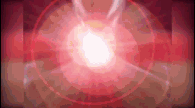 a red background with a white light in the center