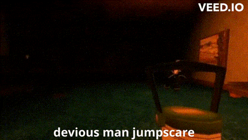 a video game called veed.io shows a devious man jumpscare