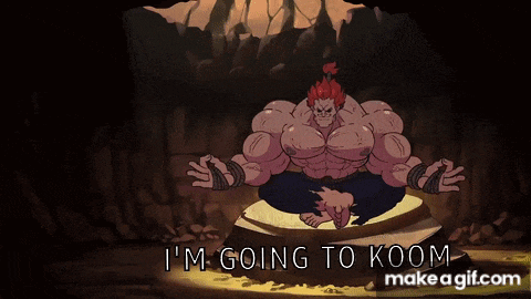 a cartoon character says i 'm going to room on make a gif.com