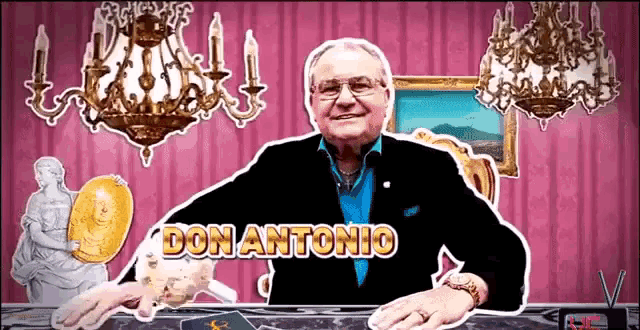 a cartoon of a man with the name don antonio on it