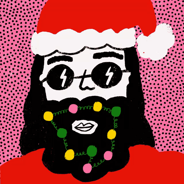an illustration of a man with a santa hat and a beard