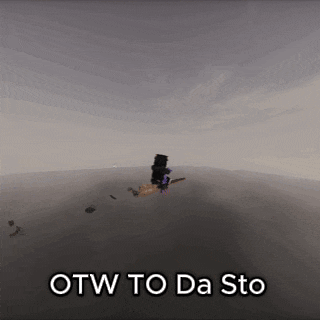 a picture of a person flying in the air with the words otw to da sto on the bottom