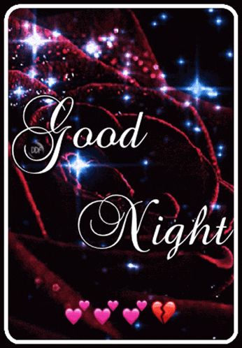 a greeting card that says good night with hearts and stars