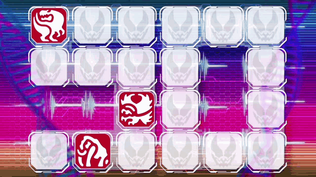 a video game screen shows a lion and a dragon among other icons