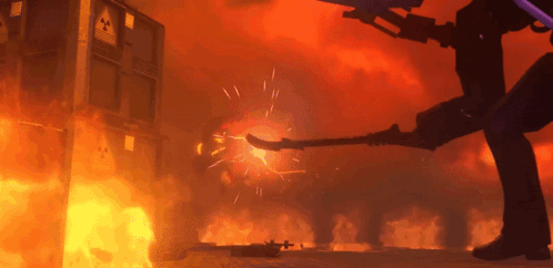 a person holding a gun in front of a building with a sign that says ' a ' on it