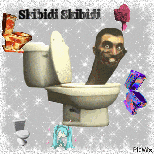 a toilet with a man 's head sticking out of it and the words skibidi skibidi above it