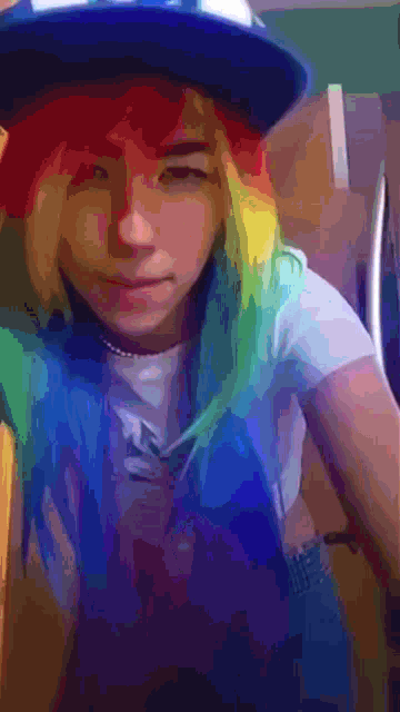 Rainbow Hair Girl Dancing H0neys3npa1 GIF - Rainbow Hair Girl Dancing H0neys3npa1 GIFs