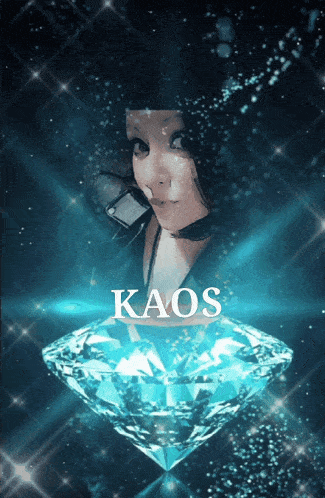 a picture of a woman with kaos written on the bottom