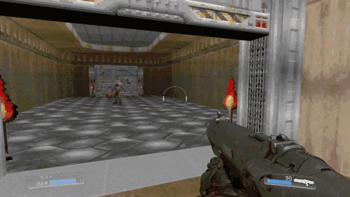 a video game is being played and the player 's score is 34
