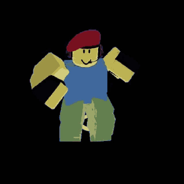 a roblox character wearing headphones and a red hat