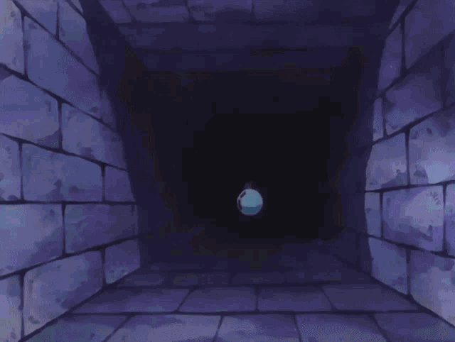 a cartoon character with a surprised look on his face stands in front of a brick wall