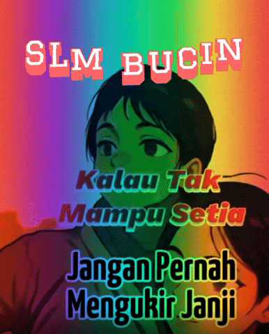 a rainbow colored poster with the words slm bucin written on it