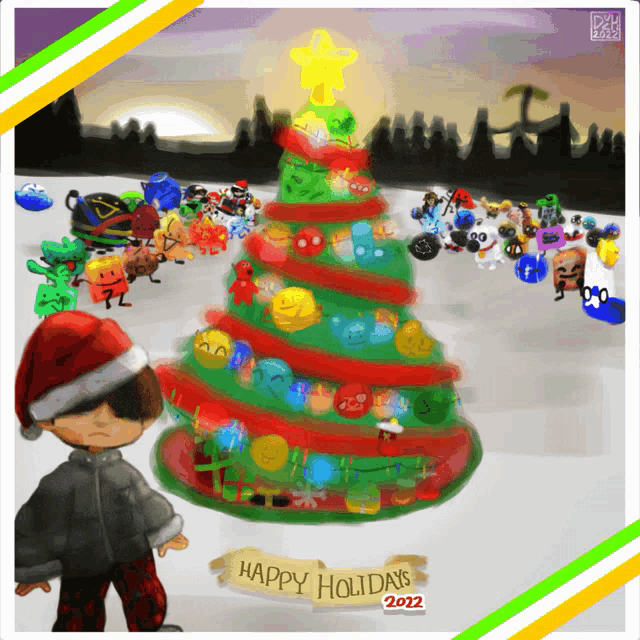 a drawing of a christmas tree with the words happy holidays 2012