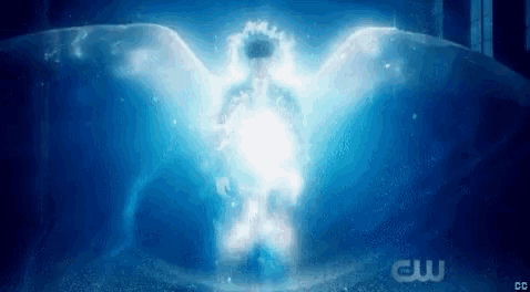 a cw logo can be seen on the bottom of a blue background