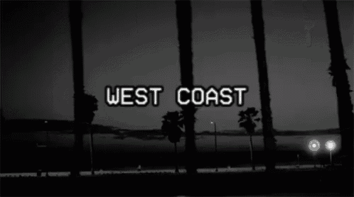 a black and white photo of west coast with palm trees