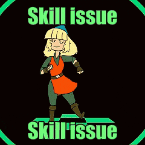 a picture of a cartoon character with the words skill issue skill issue