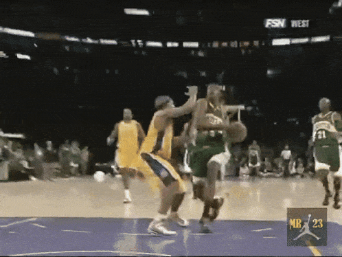 a basketball game is being played at the fsn west