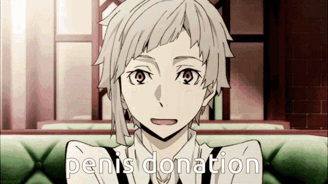 a picture of a man with the words penis donation written on it