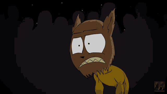 a cartoon drawing of a werewolf with a yellow sweater