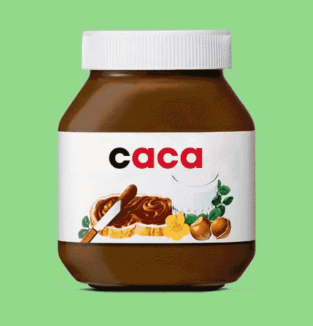 a jar of orang-outang chocolate spread with a knife
