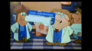 a cartoon of a doctor holding a sign that says 2000 perforations
