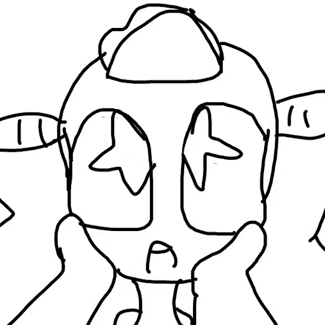 a black and white drawing of a person 's face with a speech bubble .