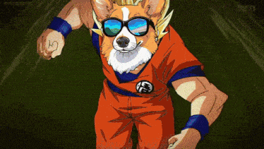 a cartoon of a dog dressed up as goku