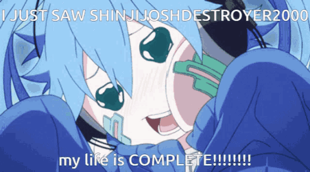 a picture of a girl with the words " i just saw shinjijoshdestroyer 2000 "