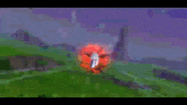 a video game screen shows a cartoon character being destroyed by an explosion