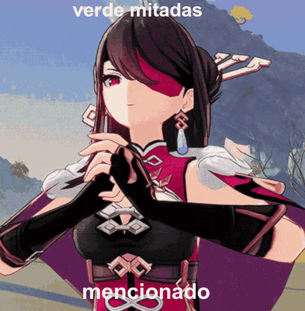 a cartoon character with the words verde mitadas mentionado below her