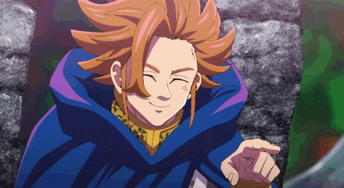 a cartoon character with red hair and a blue cape