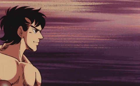 a cartoon drawing of a man without a shirt on