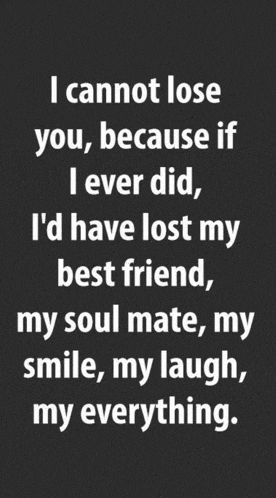 i cannot lose you because if i ever did i d have lost my best friend