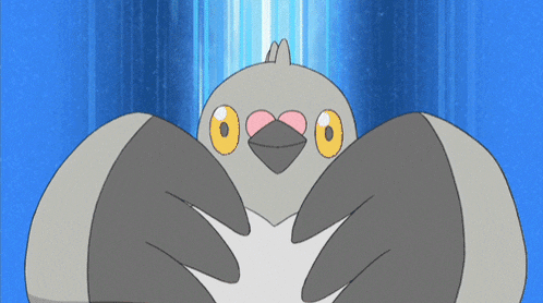 a cartoon bird is flying through the air with its wings spread