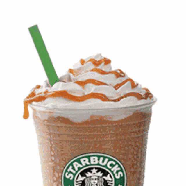 a starbucks drink with whipped cream and a green straw .