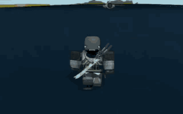 a person in a video game is standing next to a river .