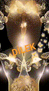 a candle is lit in a glass with butterflies around it and the word dilek is written on it
