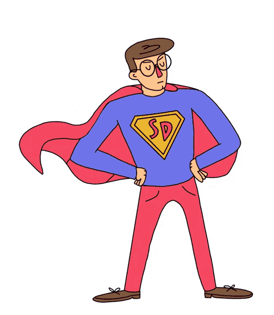 a cartoon of a man in a superhero costume