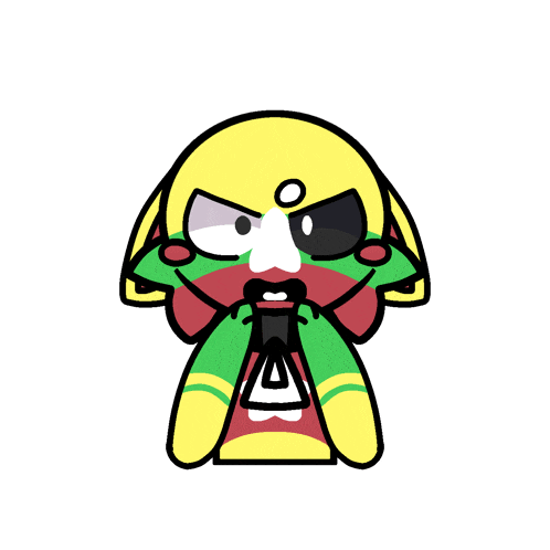 a cartoon drawing of a person with a green and red face
