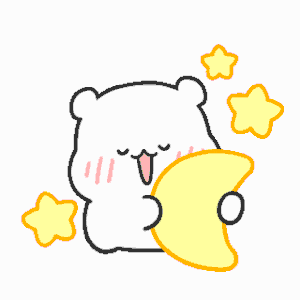 a cartoon of a bear holding a crescent moon with stars around it