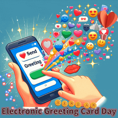 a hand holding a cell phone with hearts and smiley faces coming out of it