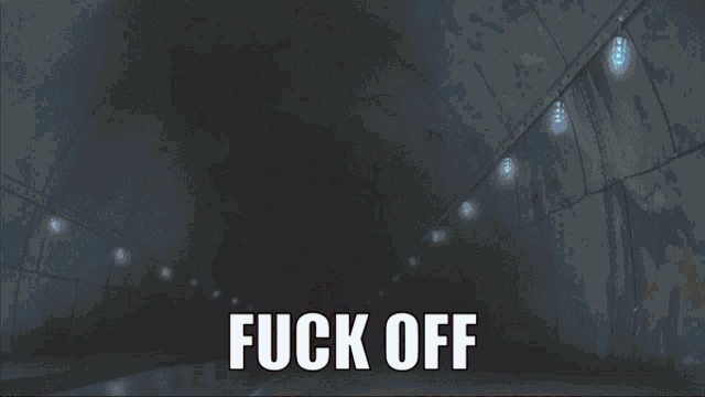 a man and a woman are standing next to each other with the words fuck off written in the corner