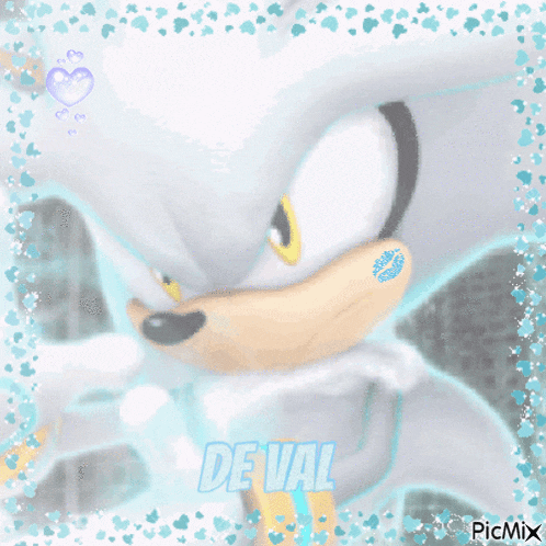 a picture of silver the hedgehog with the name deval on the bottom right