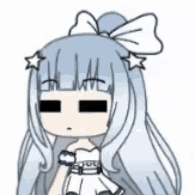 a drawing of a girl with long blue hair and a white dress .