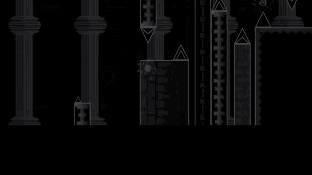 a screenshot of a video game with geometric shapes and arrows